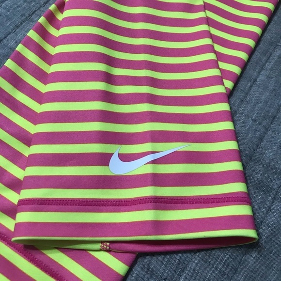 NIKE / Womens Pro Dri fit Compression Capri Legging Pink and Yellow Size small - Picture 8 of 10